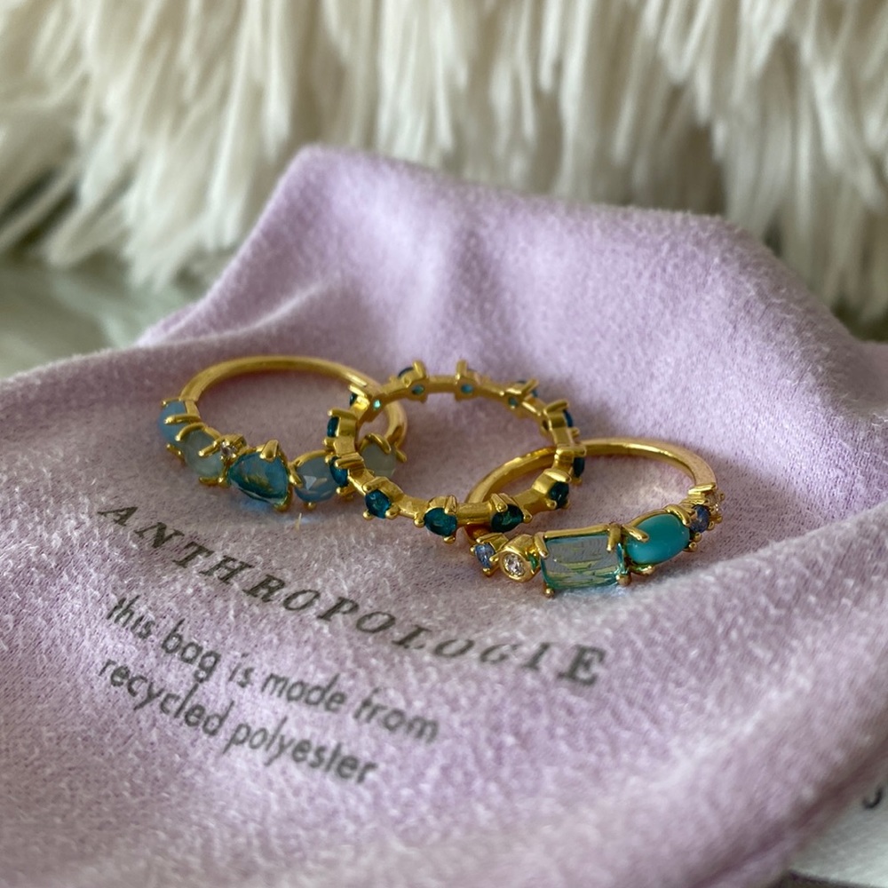 Anthropologie Stacked December Birthstone Rings Set